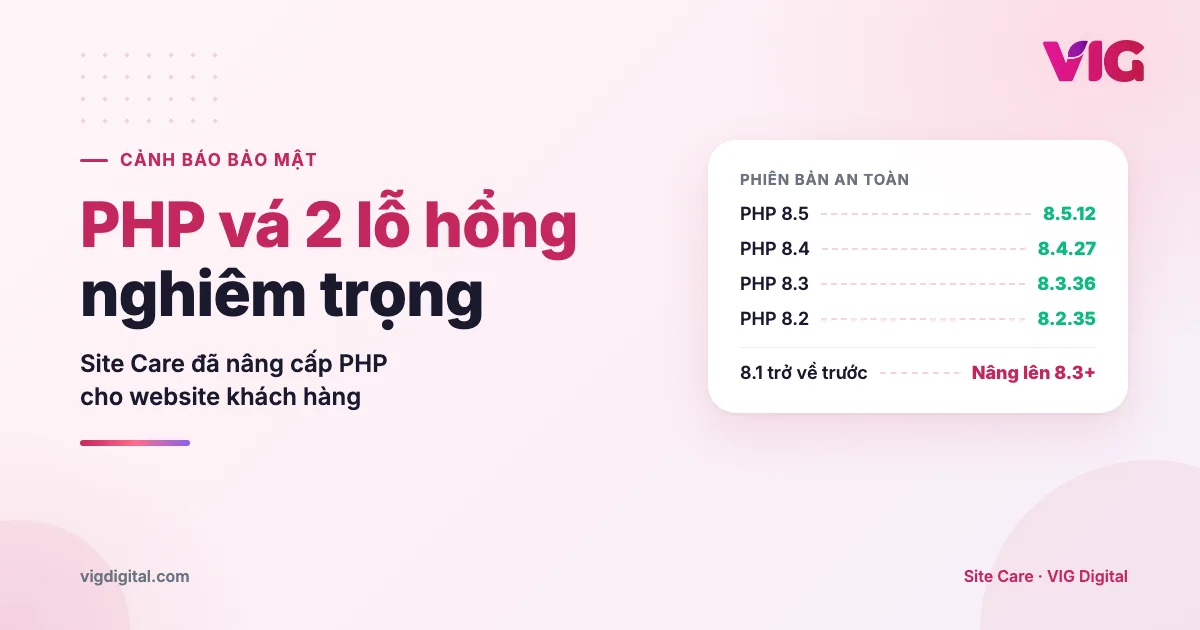 PHP vá 2 lỗ hổng nghiêm trọng: website Site Care đã được nâng cấp