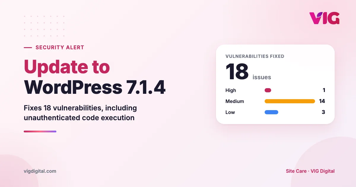 WordPress 7.1.4 Security Release: 18 Vulnerabilities Fixed, Update Now